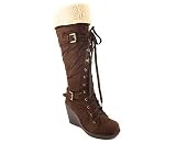 LACE-UP SHEARLING WEDGE BOOT