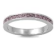 Women's Eternity Ring (Sterling Silver, Rhodium Plated) - Round Light Amethyst CZ - 3mm (Sizes 4-12)