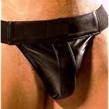 Titus Plain Front Black Leather Jockstrap