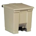 Rubbermaid-Beige Fire Safe Plastic Step On Receptacle 8 Gallon (6143BG) Category: Fireproof Trash Cans
