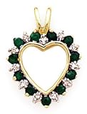 10k Gold, Diamond & Emerald Heart Pendant (0.55ctw).