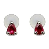 【Gemfa-送料無料】K10 ホワイトゴールド ルビー ピアス 4421