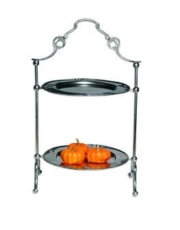 Two Tier Pewter Plate Stand