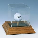 Single Golf Ball Display Case with Wood Base