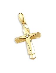 14k Yellow Gold Unique Cross Crucifix Charm Pendant