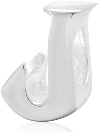 Choruslove A-z Initial Letter J Charm Authentic 925 Sterling Silver Alphabet Beads for 3mm European Snake Chain Bracelet