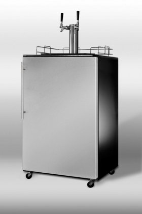 Freestanding Beer Dispensers With Complete Tap Kit Stainless Steel Door Professional Handle KIT490 Twin Automatic Defrost Adjustable Thermostat & Top Guard Rail