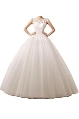 Open-Back Lace Jeweled  Natural   Waistline Spaghetti Strap  Ball Gown Wedding Dress 