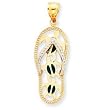 14K Enamel Cut-out Flip Flop w/ Sea Turtles Pendant