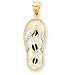 14K Enamel Cut-out Flip Flop w/ Sea Turtles Pendant