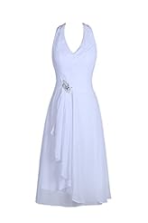 Chiffon/Satin Halter Short Tea Length Bridesmaid Dress/Party Dress 