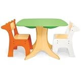 Tree Table with Zebra and Giraffe Chairs (Green) (28W x 20.5H x 28D)
