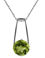 .925 Sterling Silver Pendant Necklace with Genuine Peridot