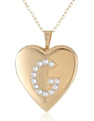 Momento Lockets Silver Swarovski Crystal Initial G Locket Necklace, 18"