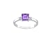 Sterling Silver 5mm Square Amethyst and Diamond-Accent Ring, Size 7