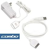 2-Piece Value Combo Pack Of Brand New Home Wall Travel Plug in Ac Charger + 2.0 Sync and Charger USB Data Cable For Creative Zen Vision:M, Vision W MP3 Player - Fosmon Brand