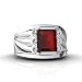 14K White Gold Genuine Emerald-cut Garnet Men\'s Men\'s Ring