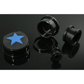 Solid UV Acrylic Screw-on Plugs - Blue Star 2G - Sold as a Pair