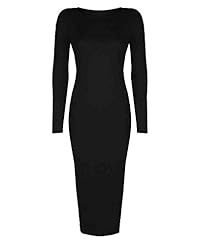 Cotton/Spandex Fitted Scoop Neck Long Sleeves Bodycon Dress/Club Dress/Wedding Party Dress/Midi Dress 