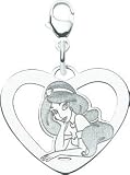 Sterling Silver Disney Princess Jasmine Heart Lobster Clasp Charm