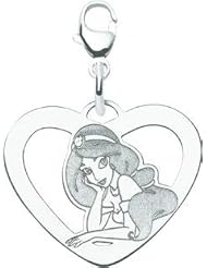 St Silver Disney Princess Jasmine Heart Charm Jewelry