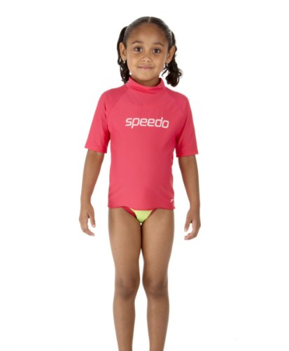 Speedo M&auml;dchen Shirt Logo Short Sleeve Sun Top, passion pink/ white, 5-6, 8068456986 Preisvergleich