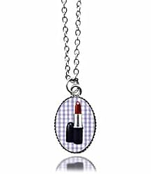 LAVISHY Pop Art Line "Lipstick" Necklace - 18" Chain
