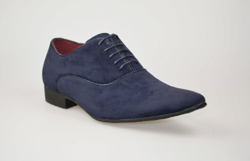 Mens New Casual Fashion Navy / Black Suede Formal Lace Up Shoes UK Size 6 7 8 9 10 11 (UK 7 (41), Navy)