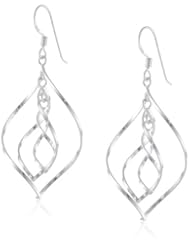 Sterling Silver Open Triple Swirl French Wire Earrings
