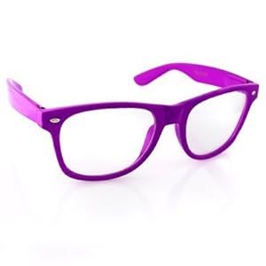 Vintage Wayfarer Style Sunglasses Clear Lenses Purple