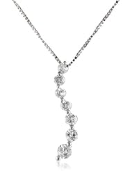 Womens 10k White Gold Diamond Journey Wave Pendant Necklace, 18"