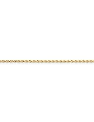14k Yellow Gold 9.00 Inches 2.25mm Wide Diamond -Cut Rope Chain Anklet. Weight: 3.31 Grams - 30 Day Money Back Guarantee