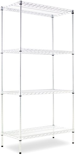 Alera SW503618SR Industrial Wire Shelving Starter Kit, 4 Shelves, 36w x 18d x 72h, Silver