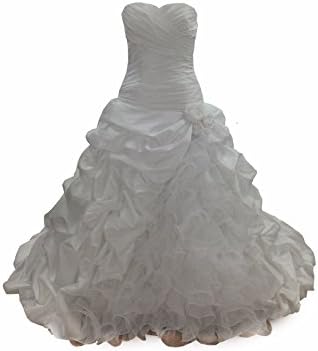 2014 New Arrival Ball Ruffles Taffeta Wedding Dresses (US8, White)