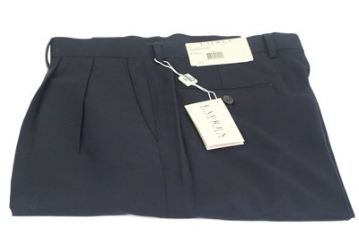 Buy Ralph Lauren Men’s Double Pleated Navy Wool Cashmere Dress Pants – Size 38 x34