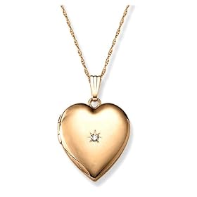 14k Yellow Gold Heart Locket w/ Diamond Accent, 18