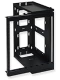 Swing Gate Wall Rack 12 Rms Black Powder Coat Finished Punching-Down Routed Cable by ICC