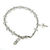 Girls Rosary Bracelet Sterling Silver Childrens Jewelry - This Beautiful Sterling Silver Rosary Bracelet Accented with Sparkling Crystals Is Perfect for First Communion and Features a Gorgeous Crystal Silver Cross Wonderful Treasured Keepsake