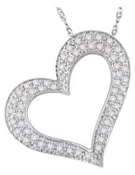 14k White Gold Accent Diamond Heart Pendant (0.04 Cttw, G-H Color, I1-I2 Clarity), 17"