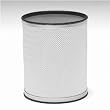 Bath Jewelry Collection Round Wastebasket White with Silver Trim