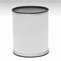 Bath Jewelry Collection Round Wastebasket White with Silver Trim