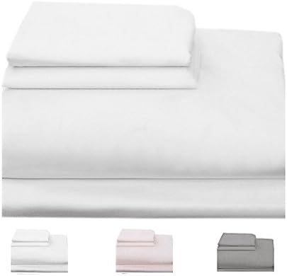 Homefair Linen Bedsheet 500 Thread Count 100% Egyptian Cotton Twin Sheet Set, 3 Piece Bedding Set, Elastic 16 inch Deep Pocket, Edge Hemstitch, White