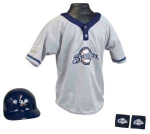 Milwaukee Brewers Baseball Helmet and Jersey Set
