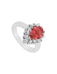 Ruby and Diamond Ring 14K White Gold - 1.50 CT TGW