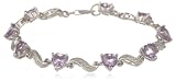 Sterling Silver Amethyst and Diamond Bracelet (0.02 cttw, H-I Color, I2-I3 Clarity), 7″