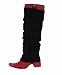Des guêtres sur bottes noires bleus violet laine angora