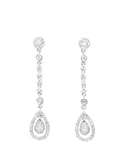 Diamond Feminine Tear Drop Earrings 14K White Gold (1 Carat, Si Clarity, F Color)