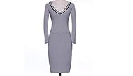 Sexy V-neck Cotton Long Sleeves Sheath General Print Winter Knee Length Bodycon Dress 