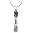 Turquoise Colored Bead Necklace Rhodium Plated Brass Lead Free