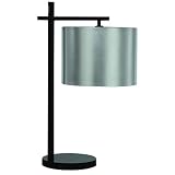 Trend Pluto Metallic Silver/Glossy Black One-Light Table Lamp with Smooth Aluminum Shade